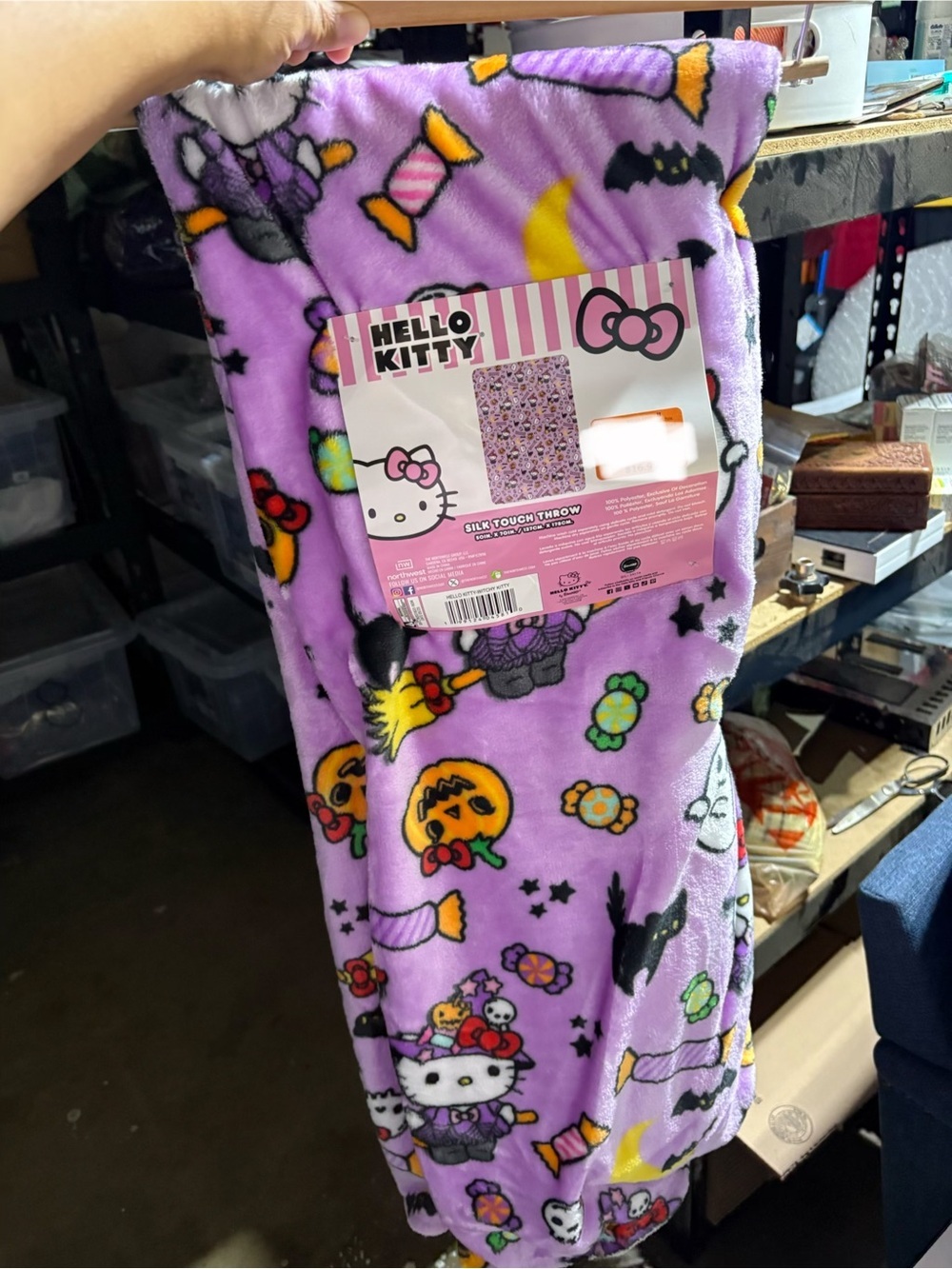 Hello Kitty Halloween Blanket Witchy Kitty Candy Plush Throw 50 x 70 NWT